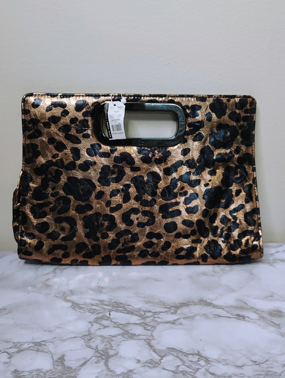 New York & Company Leopard Print Clutch Purse NWT‎ Cutout Handle Evening Bag